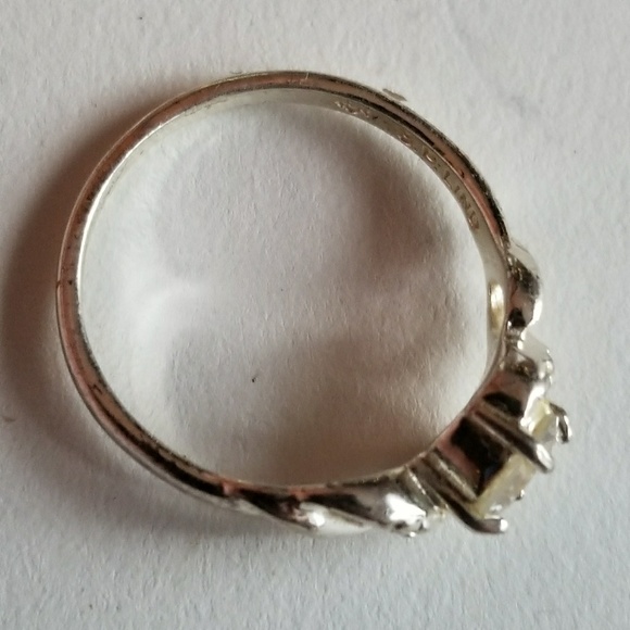 Vintage Lind ring faux diamond ring silver tone size 11 eleven solitaire - Picture 5 of 7